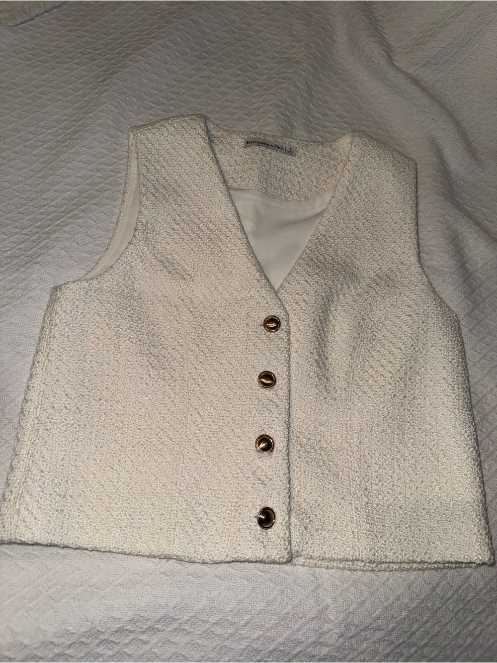 Cream Bouclé Button Front Vest